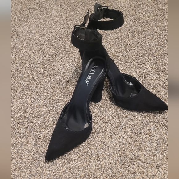 Black Ankle Strap Heels - Picture 1 of 4